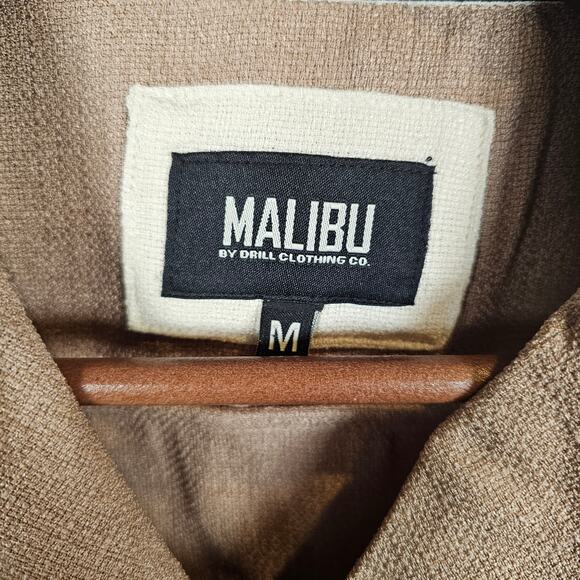 Malibu Drill Clothing Co Shirt Mens Medium Linen Look Textured Fabric Hawaiian - Picture 8 of 8